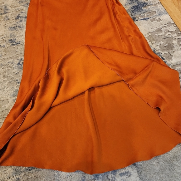 & Other Stories Orange Satin Midi Skirt Size 12 - Picture 4 of 16